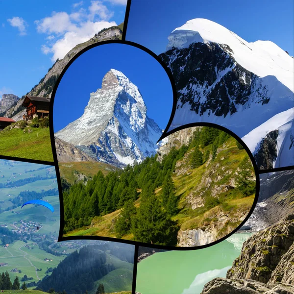 Collage Fotos Turísticas Suiza — Foto de Stock