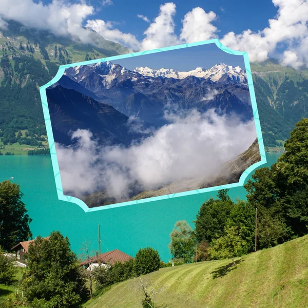 Collage Tourist Photos Switzerland — Stock Photo, Image