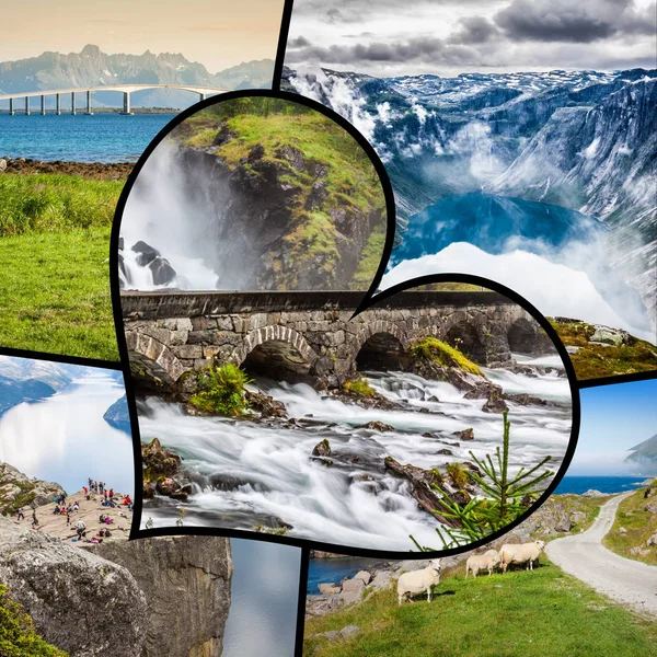 Collage Fotos Turísticas Noruega —  Fotos de Stock