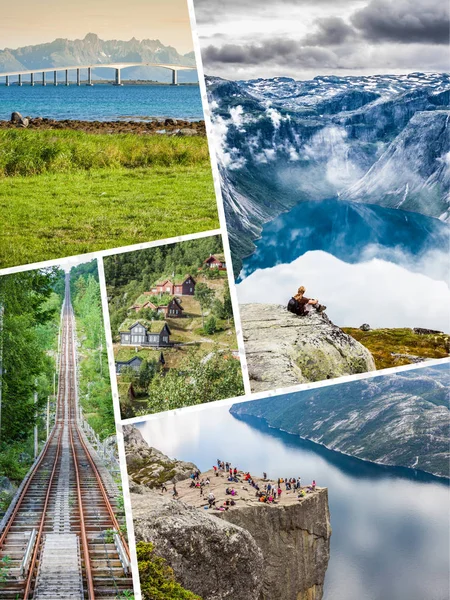 Колаж Туристичної Фотографії Норвегії — стокове фото