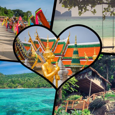 Tayland turist fotoğrafları kolaj bir.