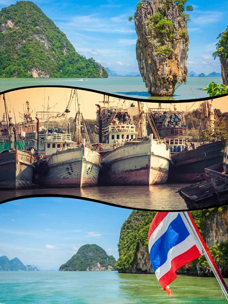 Collage Von Touristenfotos Aus Thailand — Stockfoto