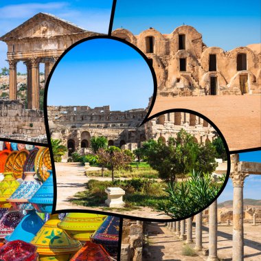 Tunus turist fotoğrafları kolaj bir.
