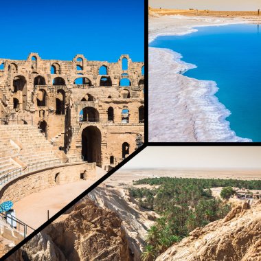 Tunus turist fotoğrafları kolaj bir.
