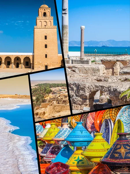 Collage Tourist Photos Tunisia — Stock Photo, Image