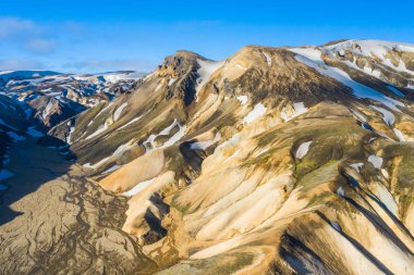 Izlanda 'da Landmannalaugar. Muhteşem ve güzel manzaralar ve arazi