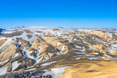 Izlanda 'da Landmannalaugar. Muhteşem ve güzel manzaralar ve arazi