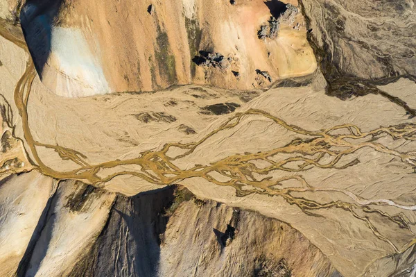 Aerial drone view of a huge riverbed — Stock Photo, Image
