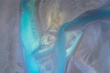 İzlanda güzel doğal geri havadan görünümü ve üst görünümü nehir