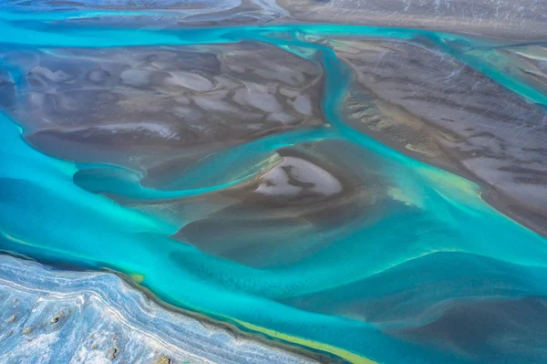Amazing Nature, Vue aérienne des rivières glaciaires, Islande — Photo