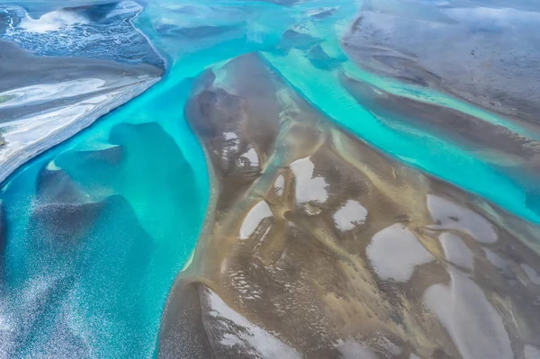 Amazing Nature, Vue aérienne des rivières glaciaires, Islande — Photo