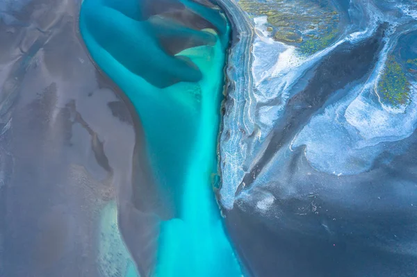 Amazing Nature, Aerial view of glacier rivers, Iceland — стоковое фото