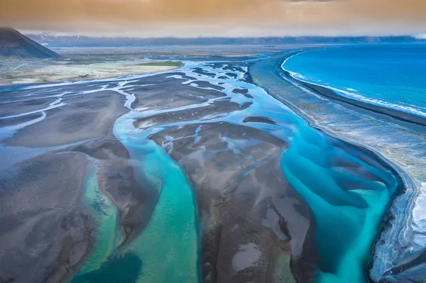 Güney-Doğu İzlanda havadan görünümü. İzlanda'nın ezici görünümü — Stok fotoğraf
