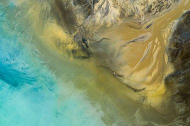 Gerçeküstü endüstriyel yerin havadan görünümü. Th üzerinde insan etkisi