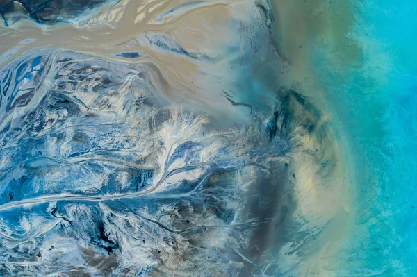 Gerçeküstü endüstriyel yerin havadan görünümü. Th üzerinde insan etkisi