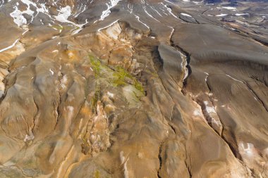 Jeotermal vadi Leirhnjukur egzotik görünümü, Krafla vo yakın