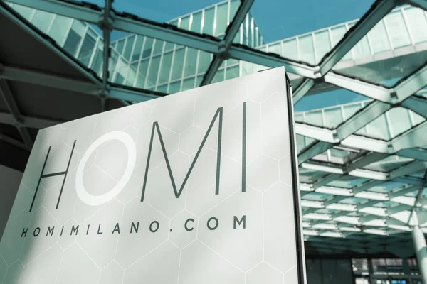Milão Itália Setembro Banner Homi Home Show Internacional Ponto Referência — Fotografia de Stock