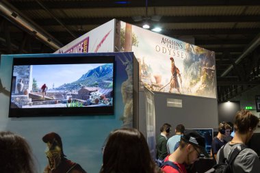 Milan, İtalya - 5 Ekim: Oyunlar hafta 2018, video oyunları ve Milan 5 Ekim 2018 üzerinde elektronik eğlence için ayrılmış olay kişi ziyaret.