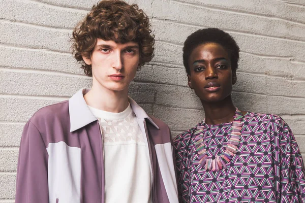 Milan Italy September Beautiful Models Pose Backstage Just Atsushi Nakashima — Stock Photo, Image