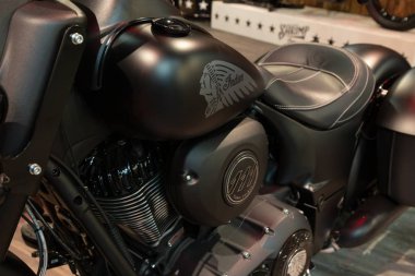 Milan, İtalya - 6 Kasım: Motosiklet Eicma, 6 Kasım 2018 Milan Uluslararası Motosiklet Sergi Merkezi'nde sergilenen.
