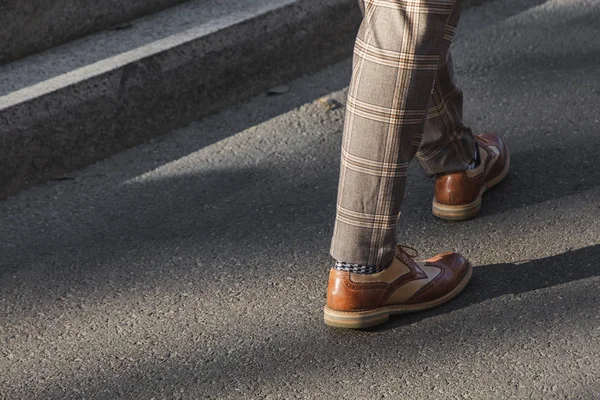 Milão Itália Janeiro Detalhe Sapatos Fora Desfile Moda Armani Durante — Fotografia de Stock