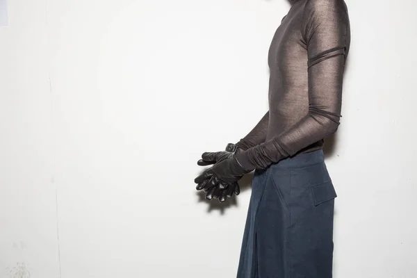 Milan Italy January Model Cantik Berpose Belakang Panggung Sebelum Acara — Stok Foto