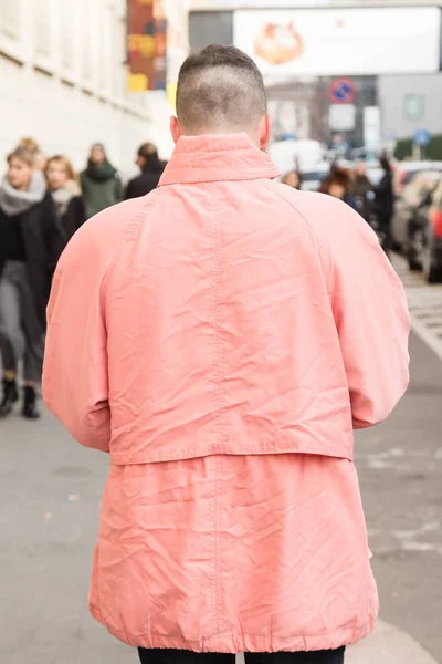 Milán Italia Enero Hombre Moda Posa Fuera Del Desfile Moda —  Fotos de Stock