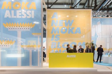Milan, İtalya - 25 Ocak: Alessi kürsüye Homi, ev Uluslararası gösteri ve referans noktası için tüm o iç tasarım sektöründe 25 Ocak 2019 Milano.