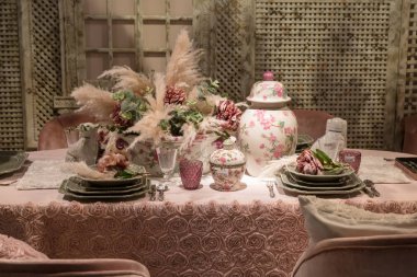 Milan, İtalya - 25 Ocak: Sofra ekranda Homi, ev Uluslararası gösteri ve referans noktası için tüm o iç tasarım sektöründe 25 Ocak 2019 Milano.