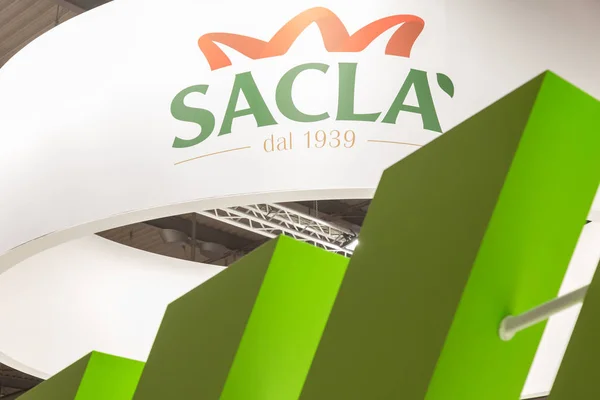 Логотип Sacla на выставке Tuttofood 2019 в Милане, Италия — стоковое фото