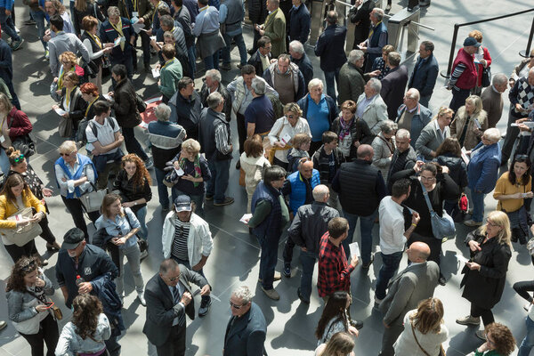 People visiting Tuttofood 2019 in Milan, Italy