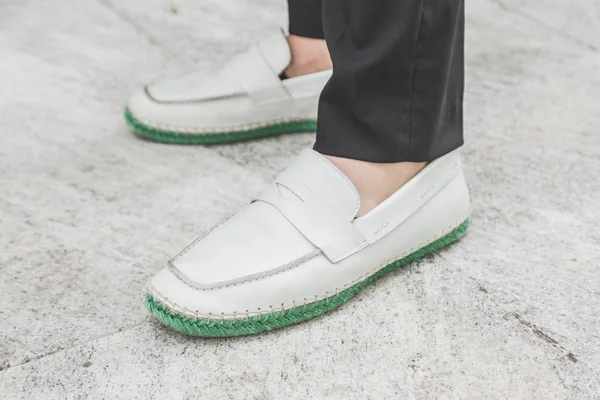 Деталь взуття на чоловіків Мілан тиждень моди — стокове фото