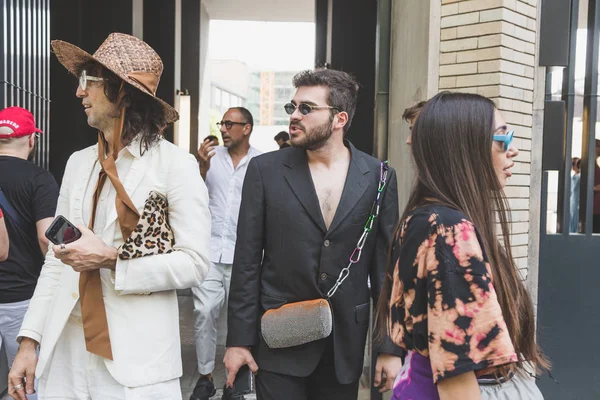 밀라노 남자의 패션 위 크에서 유행 사람들 — 스톡 사진
