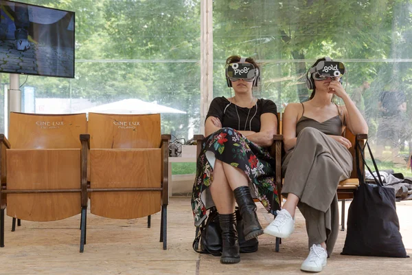 Virtual reality at Wired Next Fest 2019 in Milan, Italy — Stock Photo, Image