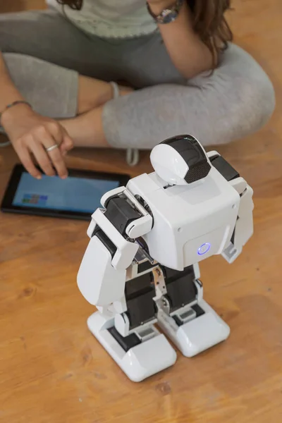 2019年意大利米兰有线下一节的机器人 — 图库照片