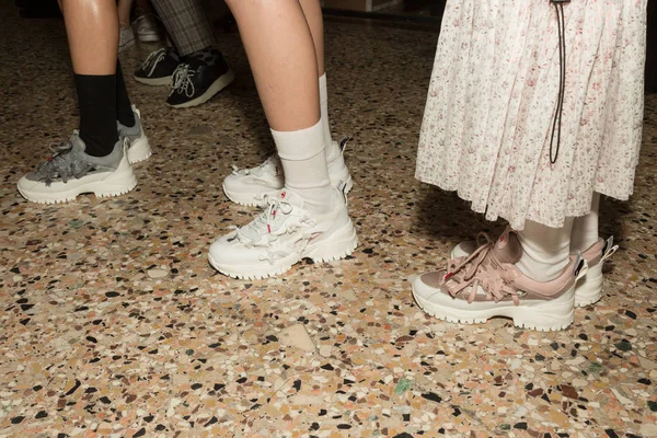 Dettaglio delle scarpe nel backstage — Foto Stock