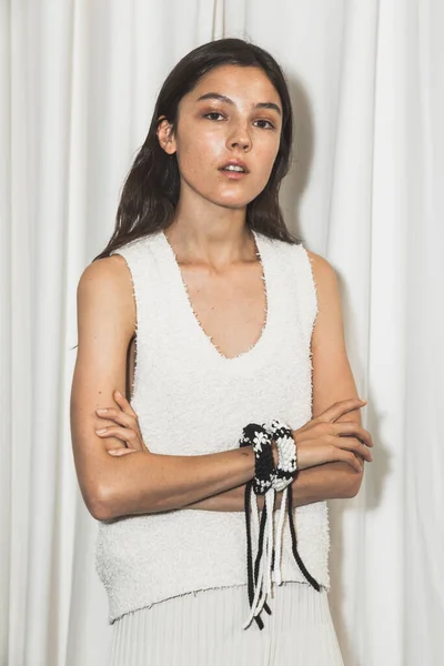 Milan Italy September Gorgity Model Poses Backstage — 스톡 사진