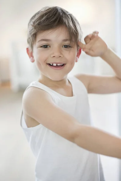 Portrait Smiling Little Boy Fooling — Stock Photo, Image