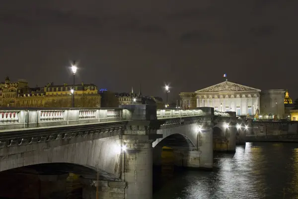 Γαλλία Παρίσι Concorde Bridge Και Palais Bourbon Εθνική Συνέλευση Νύχτα — Φωτογραφία Αρχείου