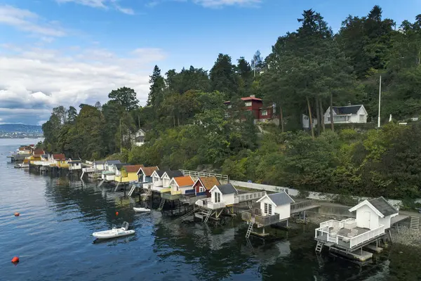 Europe Norway Nordland Oslo Oslofjord Beach Huts Boardwalks Nesoddtangen — Stock Photo, Image