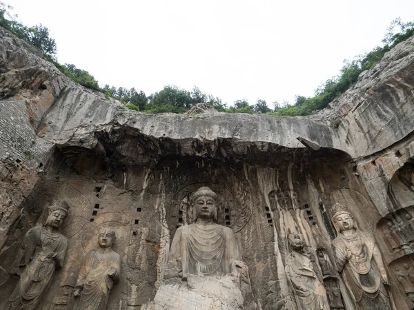 Cabeça Estátua Vairocana Bouddha Cavernas Longmen Luoyang Henan China — Fotografia de Stock