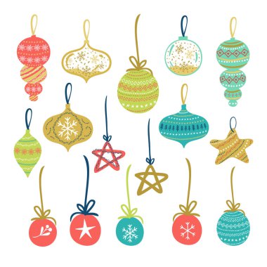 Noel topları ayarlayın. Vektör kış tatil öğeleri.