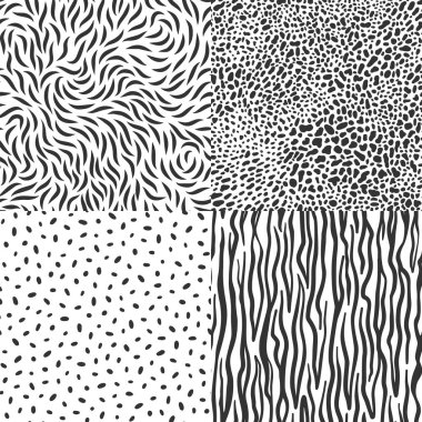 Siyah Leopar, Dikişsiz desen tebrik zebra çizgileri kümesi. Vektör zengin egzotik hayvan cilt süslü, arka planda lüks stil
