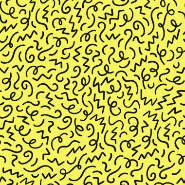 El çekilmiş soyut konfeti seamless modeli. Pop sanat moda Festivali arka plan memphis tarzı.