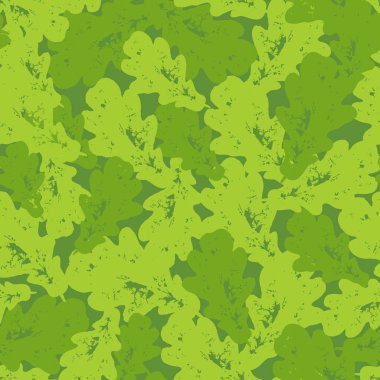 Renkli yeşil yaz ve bahar meşe yaprakları Dikişsiz desen grup. Vektör grunge tasarım kartlarının, duvar kağıtları, arka planlar ve doğal ürün.