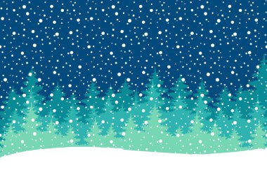 Mutlu tatil tebrik kartı. Vektör kış tatil Parlatıcı arka plan bulanık kaligrafi yazı el, kar taneleri, kar düşen ağaçlar,.