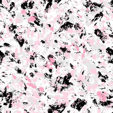 Vektör grunge el seamless modeli çekilmiş. Pop art mürekkep mermer kumaş dokusu. Siyah, pembe moda arka plan
