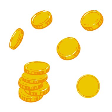 Vektör altın düşen öğeleri paraları. Ekonomi grafik