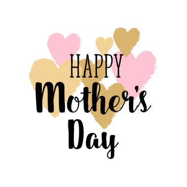 Mutlu anneler'ın günü tebrik kartı, poster mürekkeple çizilmiş lekeleri, kalpleri ver. Vektör arka plan el yazı ile.