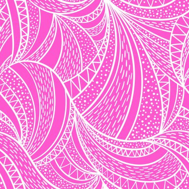 Vektör doodle dalgalar üzerinde pembe bir arka plan ile seamless modeli. Sevgililer günü Soyut doku.